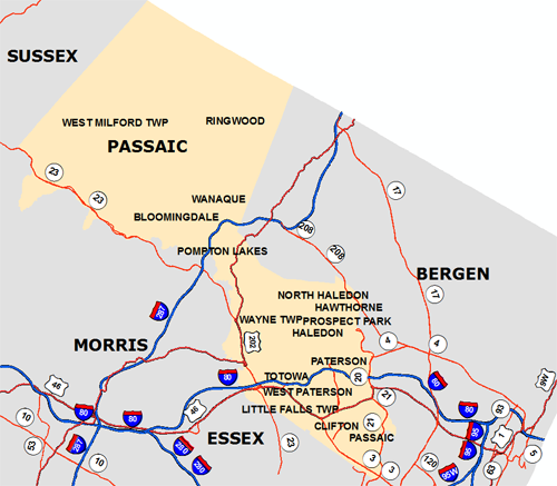 Passaic County Map
